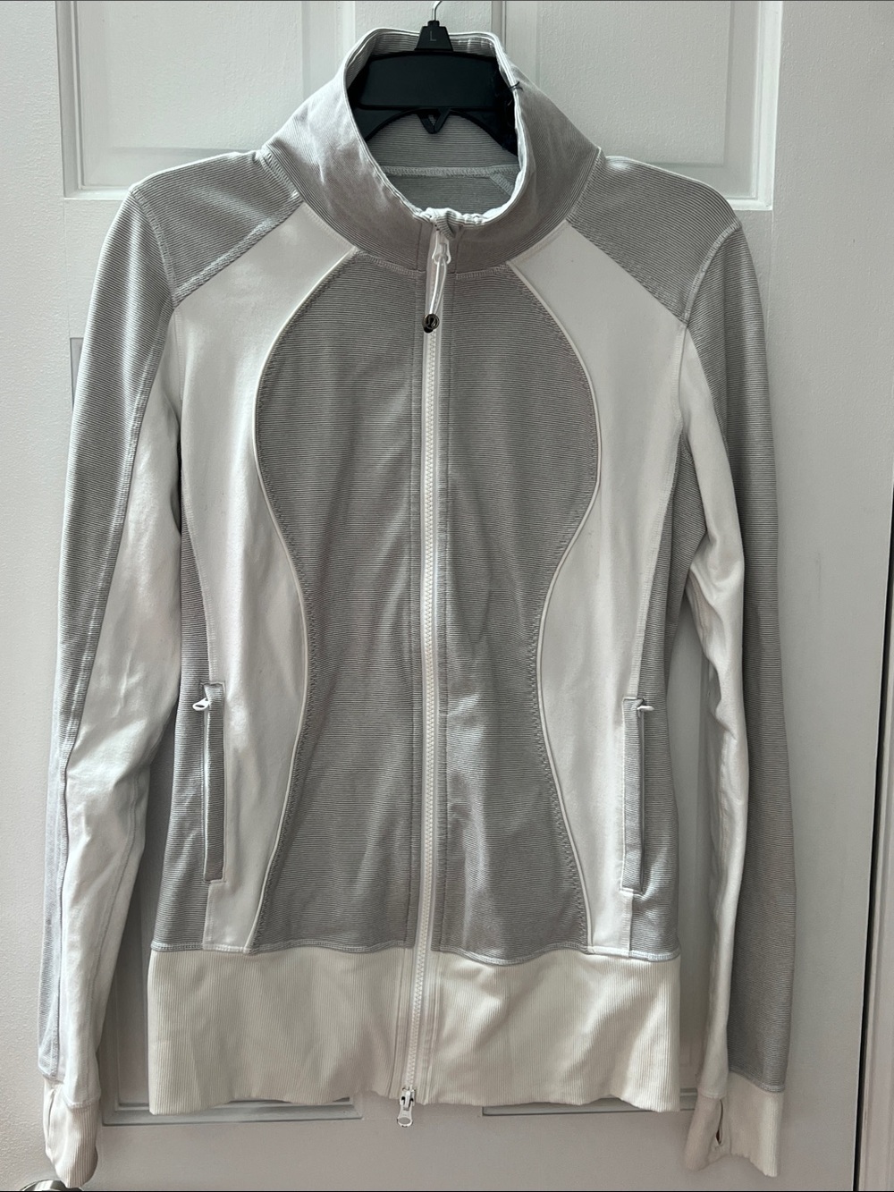 lululemon athletica Light Gray & White Utility Zip Jacket